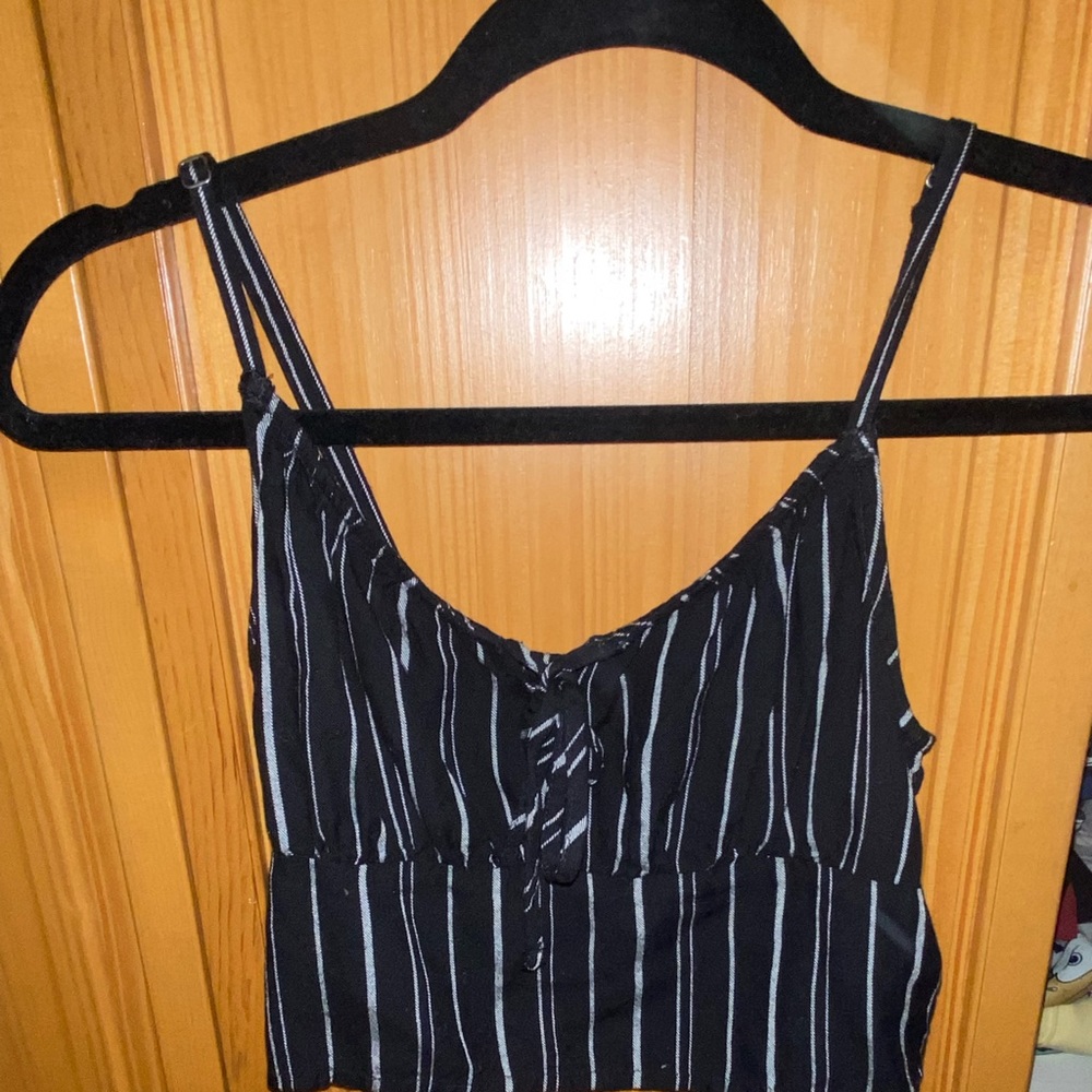 black and white striped tank top blouse